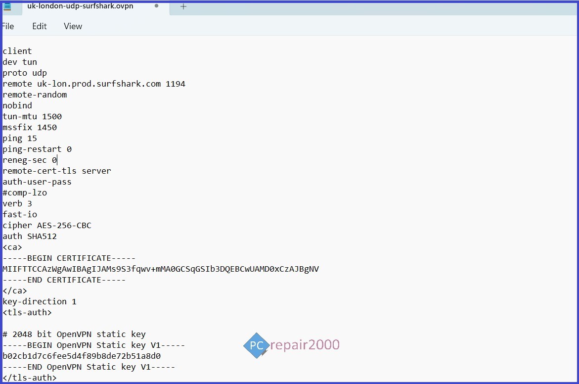 openvpn configuration file