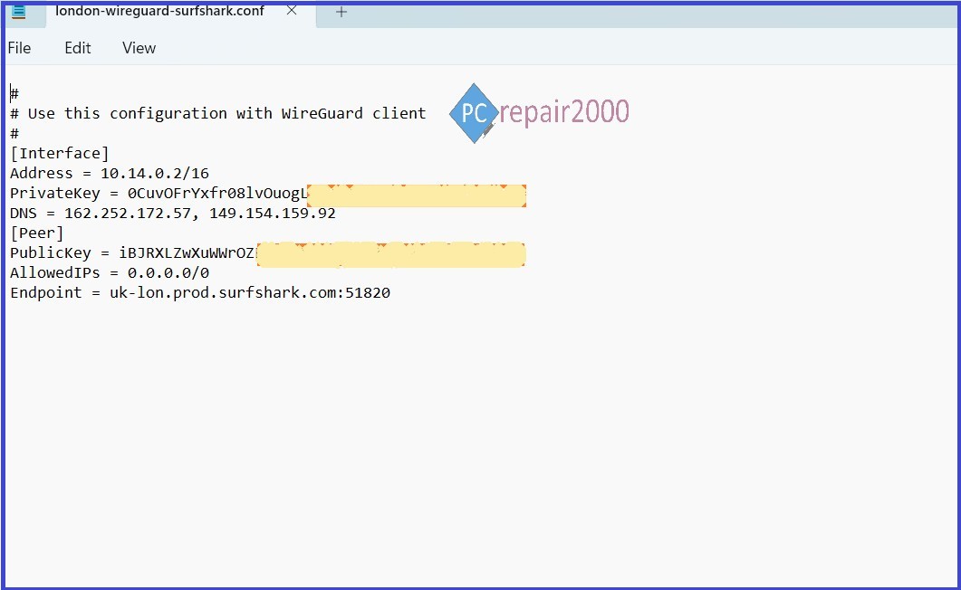 wireguard configuration file