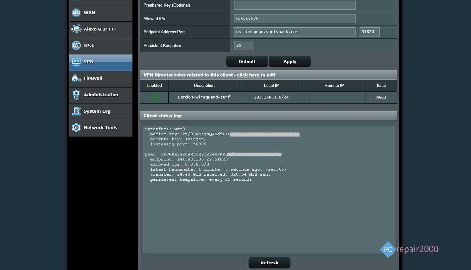 wireguard vpn setup screen 2